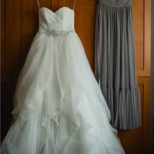 Vera Wang White Wedding Dress with Silver Accents